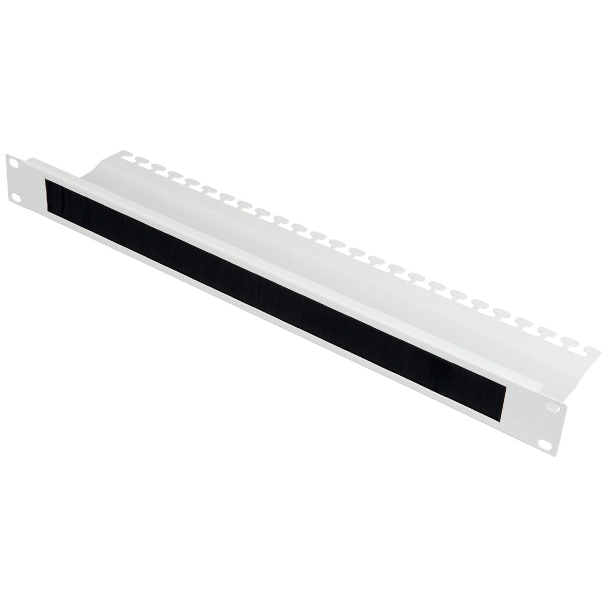 19" Bürsteneinführungspanel mit Kabelabfangung, 1HE, RAL7035