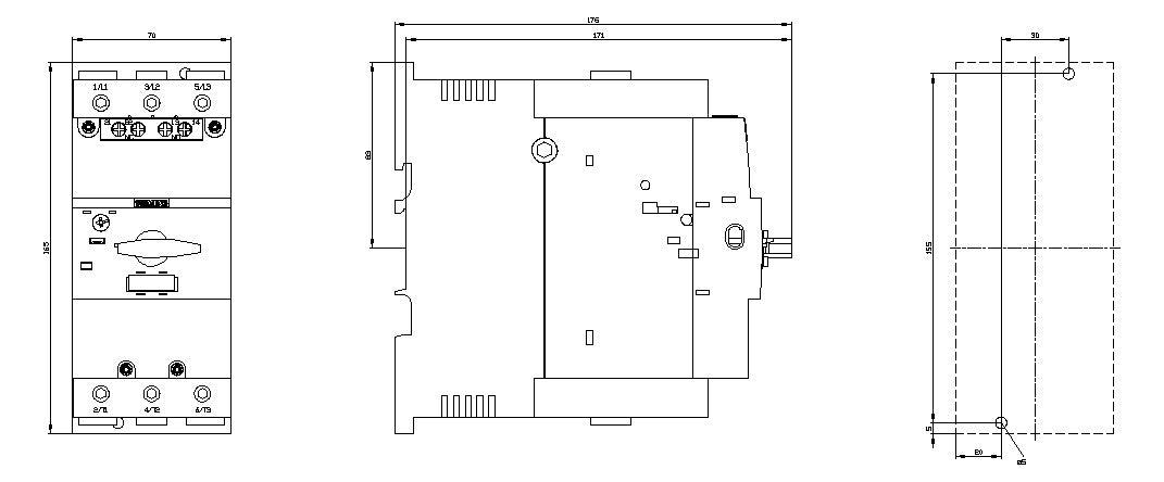 SIEMENS Motorschutzschalter 3p 28-40A 3RV2041-4FA15 40A/Iu 690V Einb IP20