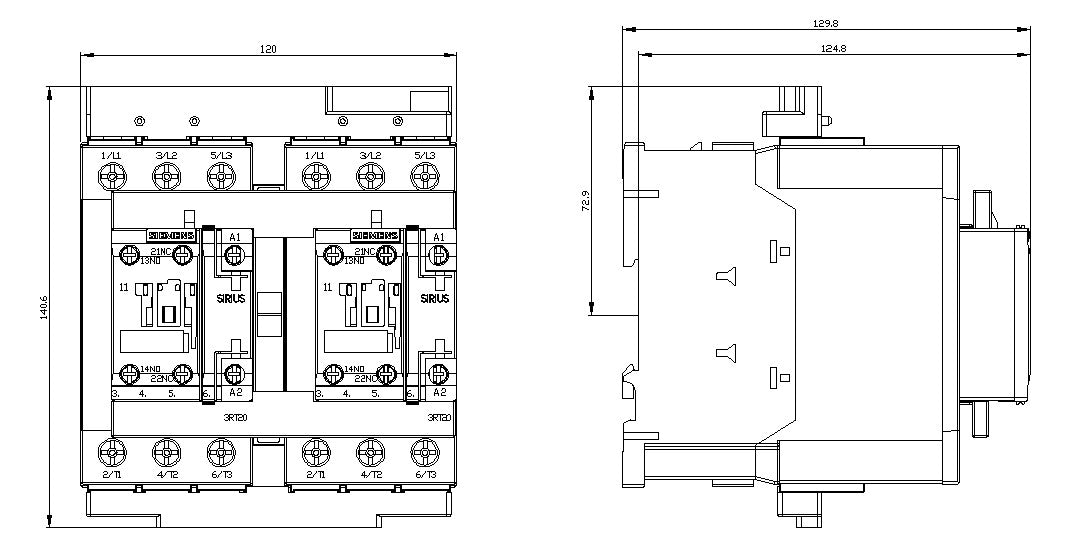 SIEMENS Wendeschütz AC 37kW/AC 80A/AC 3RA2338-8XB30-1AL2 230V/50Hz
