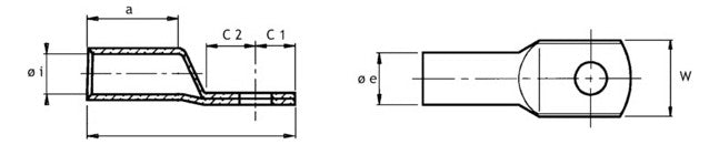 CIMCO Presskabelschuh 70qmm 1f M12 183524 verzinnt 180° (horiz)