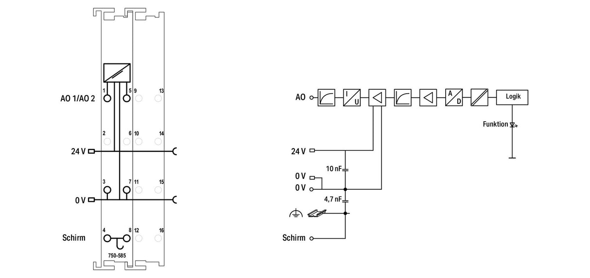 WAGO Analoges I/O-Modul DC 24V Federzug 750-585/040-000 Ausg.Strom