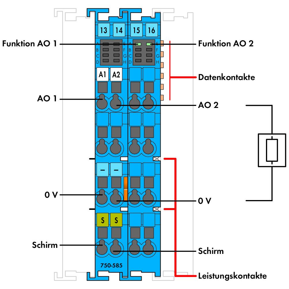 WAGO Analoges I/O-Modul DC 24V Federzug 750-585/040-000 Ausg.Strom