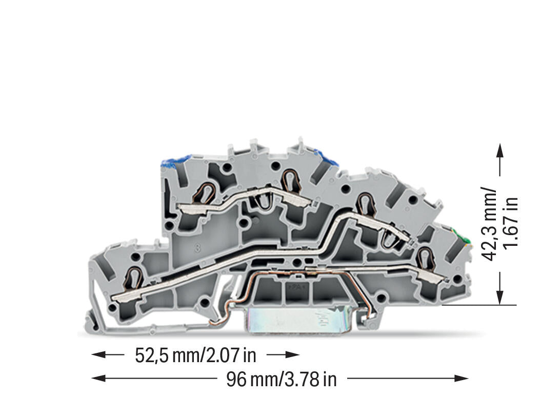 WAGO Installationsklemme 32A 0,25-4qmm Serie 2003 2003-7646 3pot gr Federzug