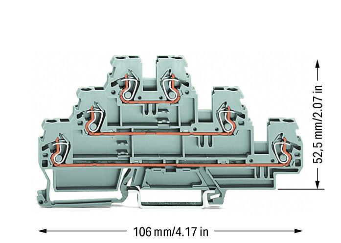 WAGO Reihenklemme 3Etagen 2kl gr 24A Serie 870 870-551 TS35