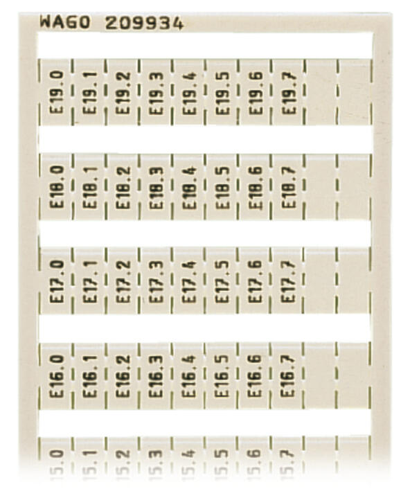 WAGO Klemmenmarkierung ws RM=5mm vert Serie 209 209-934 E10.0-E19.7
