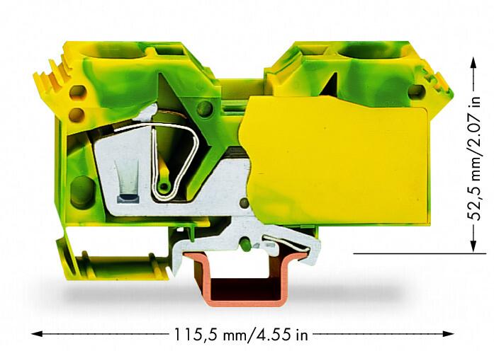 WAGO Schutzleiter-Reihenklemme 6-35qmm Serie 285 285-607 gn/ge 1Etage TS35