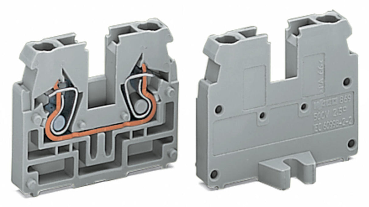 WAGO Klemmleiste 0,08-4qmm 24A 1p 5mm gr Serie 869 869-301 Thermopl Federzug