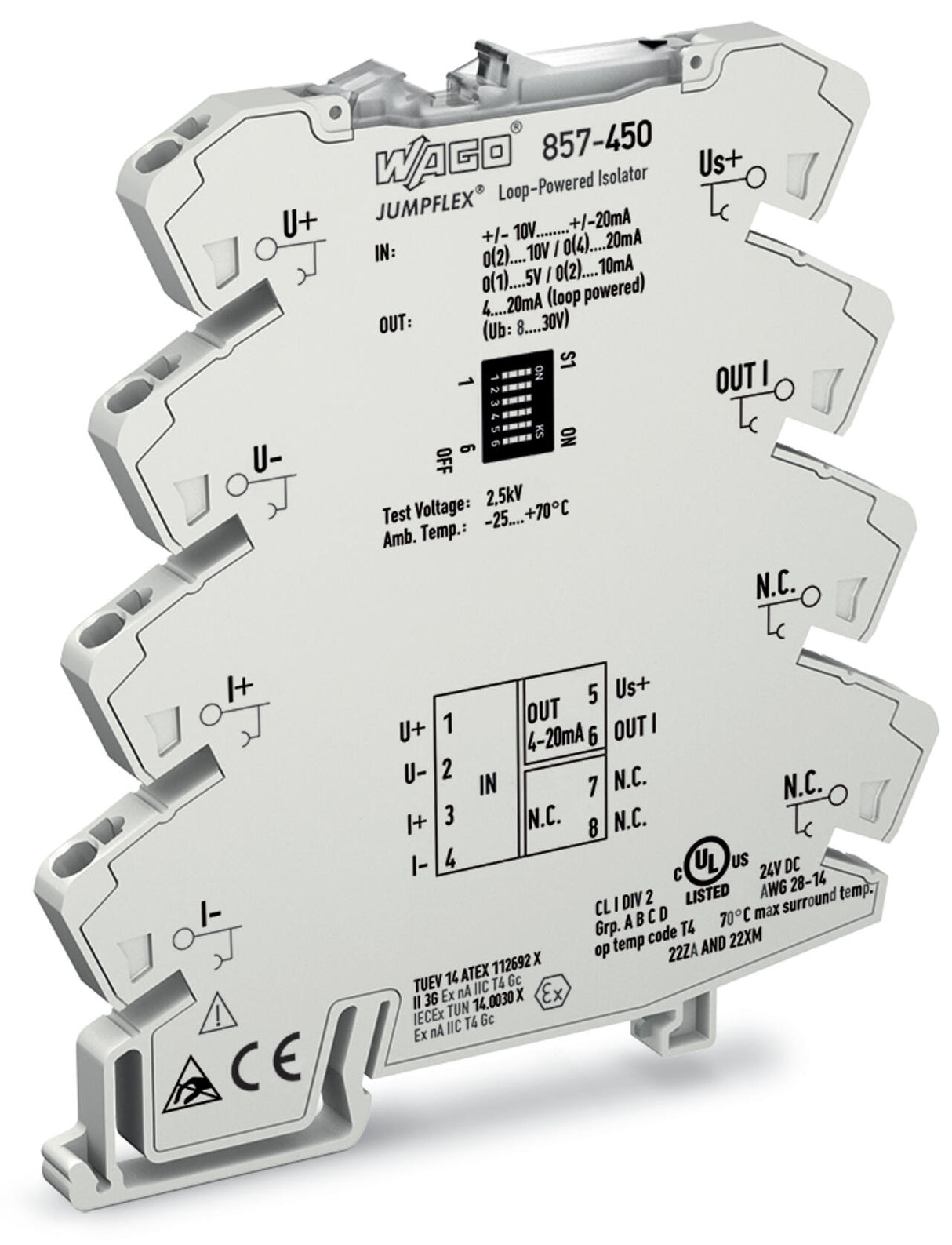 WAGO Trennverstärker 1Kan Galv.Trenn NT Serie 857 857-450 Federzug 600Ohm