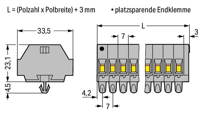 WAGO Klemmleiste 0,08-4qmm 24A 2p 18,4mm Serie 262 262-152 Thermopl gr Federzug