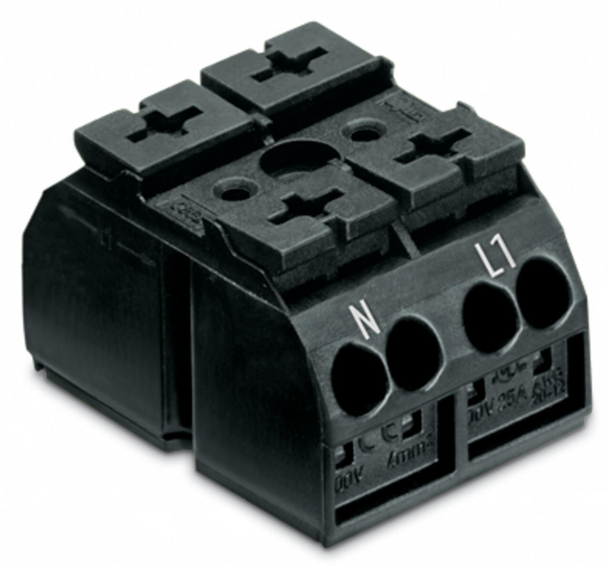 WAGO Klemmleiste 0,5-4qmm 32A 2p 24mm sw Serie 862 862-2532 Thermopl Federzug
