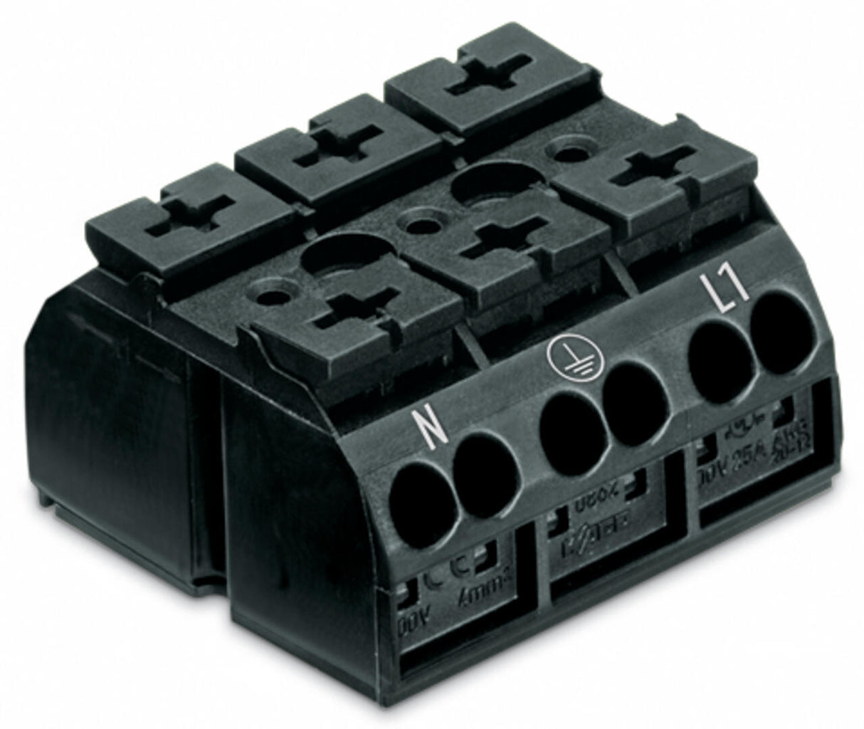 WAGO Klemmleiste 0,5-4qmm 32A 3p 36mm sw Serie 862 862-2503 Thermopl Federzug
