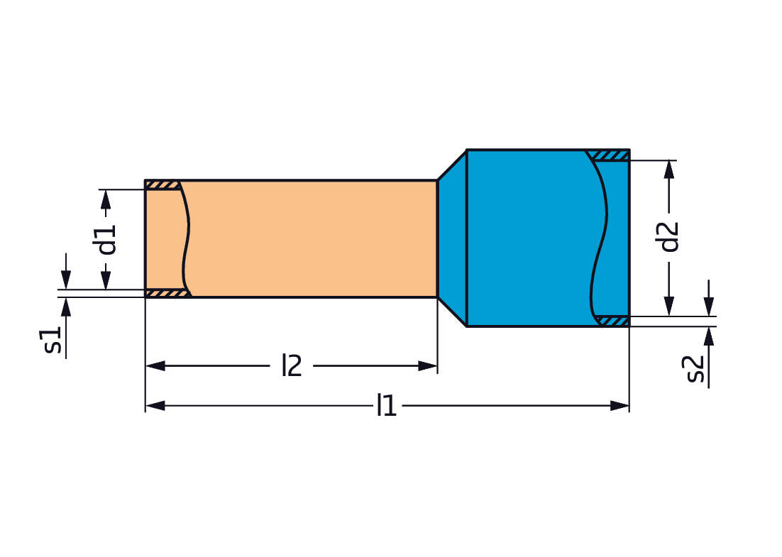 WAGO Aderendhülse 1,5qmm 14mm isol PA sw Serie 216 216-204 Cu Standard verzinnt