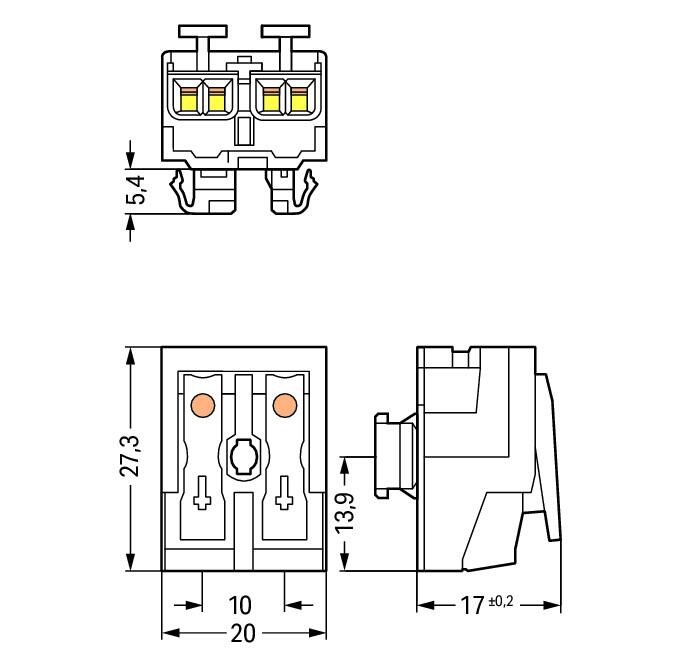 WAGO Klemmleiste 0,5-2,5qmm 24A 2p 20mm Serie 294 294-8032 Thermopl ws Federzug