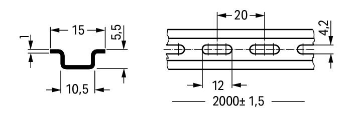 WAGO Tragschiene ST g/vz TS15 L2000mm Serie 210 210-111