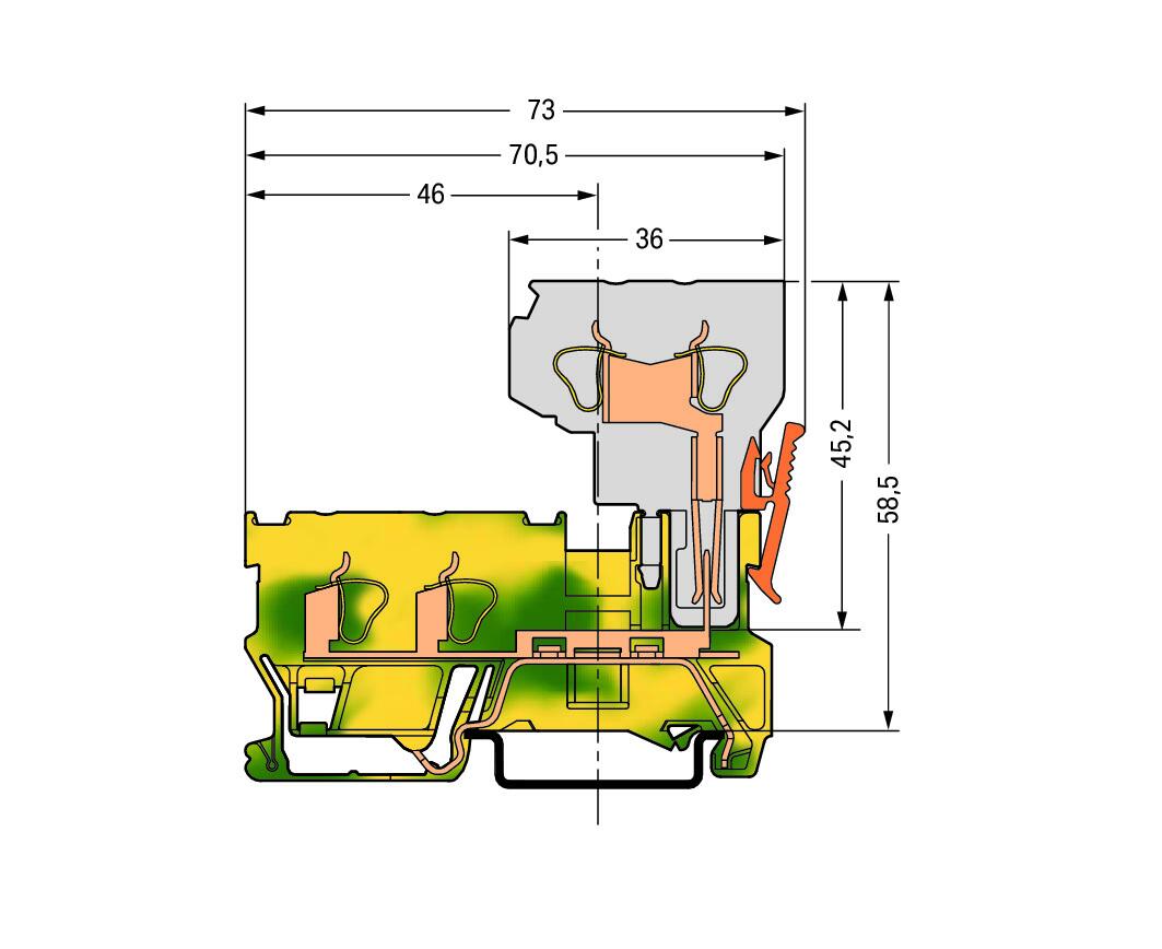 WAGO Schutzleiter-Reihenklemme 0,08-4qmm Serie 769 769-257 gn/ge 1Etage TS35