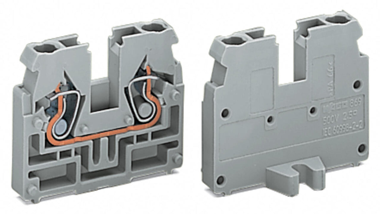 WAGO Klemmleiste 0,08-4qmm 24A 1p 5mm gr Serie 869 869-351 Thermopl Federzug