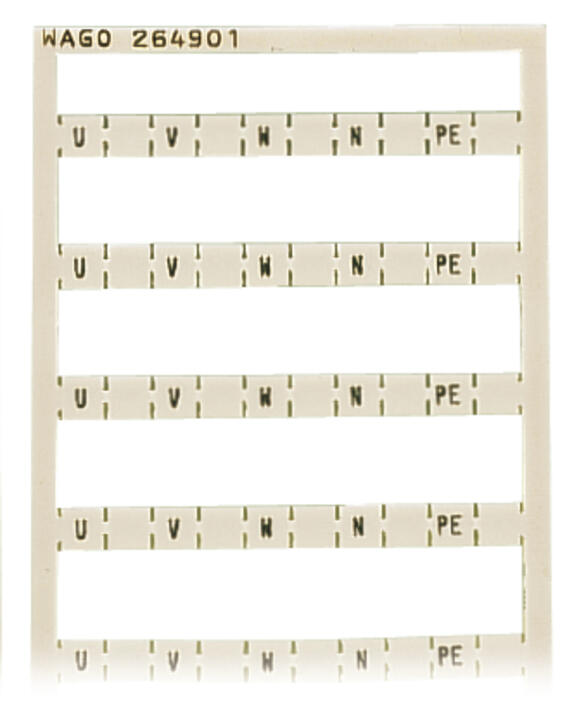 WAGO Klemmenmarkierung gr RM=5mm horiz Serie 264 264-901/000-007 U/V/W/N/PE