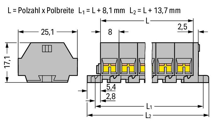WAGO Klemmleiste 0,08-1,5qmm 18A 10p gr Serie 260 260-210 Thermopl 94,5mm