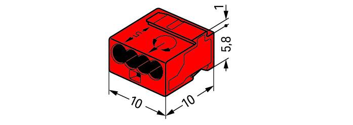 WAGO Steckklemme 4f 100V 6A 0,6-0,8qmm Serie 243 243-804 rt f.Massivleit