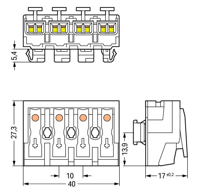 WAGO Klemmleiste 0,5-2,5qmm 24A 4p 40mm Serie 294 294-8024 Thermopl ws Federzug