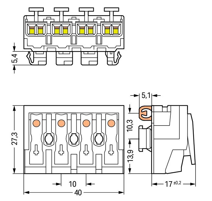 WAGO Klemmleiste 0,5-2,5qmm 24A 4p 40mm Serie 294 294-8124 Thermopl ws Federzug