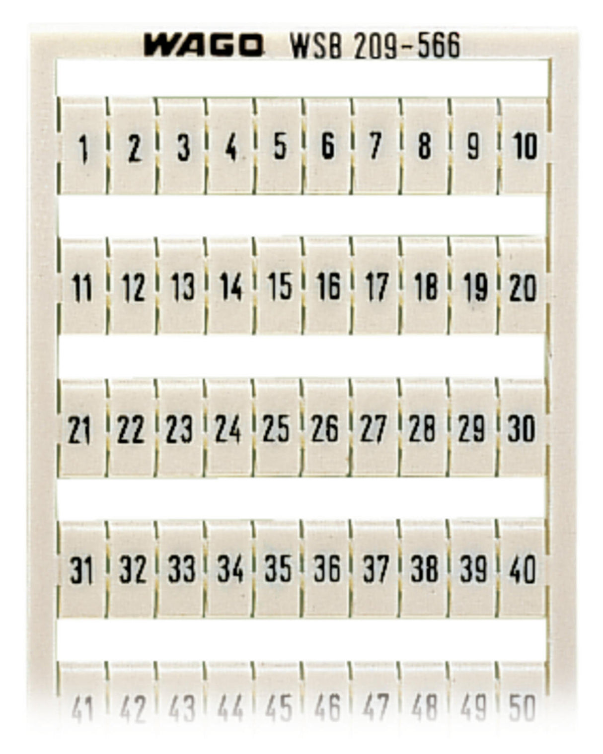 WAGO Klemmenmarkierung ws RM=5mm 1-50 Serie 209 209-566 horiz