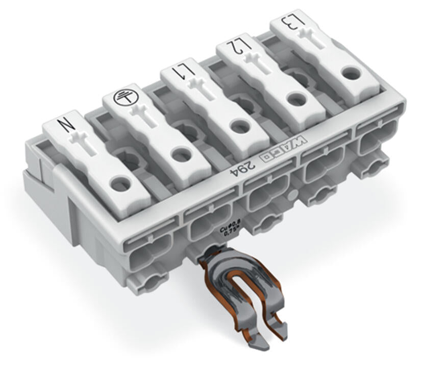 WAGO Klemmleiste 0,5-2,5qmm 24A 5p 50mm Serie 294 294-4315 Thermopl ws Federzug