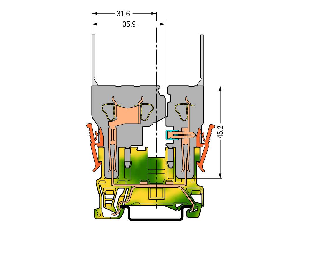 WAGO Schutzleiter-Reihenklemme 0qmm/fein Serie 769 769-227 gn/ge 1Etage TS35