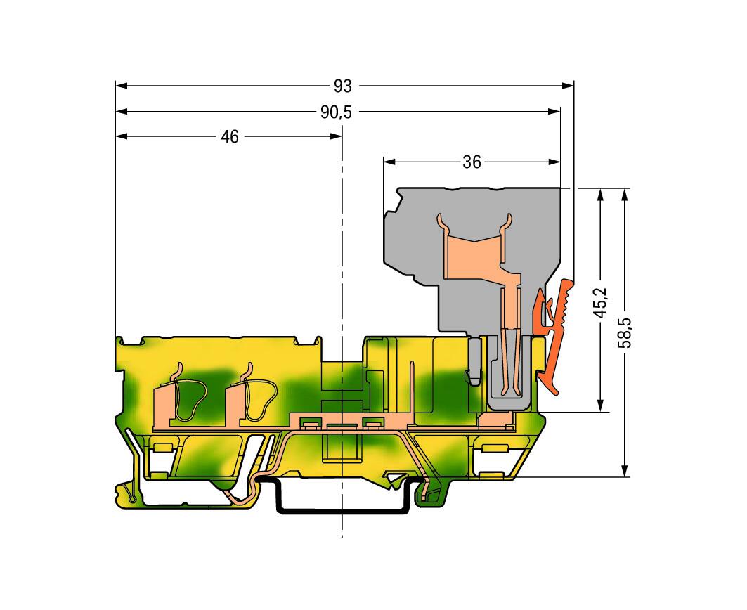 WAGO Schutzleiter-Reihenklemme 0,08-4qmm Serie 769 769-217 gn/ge 1Etage TS35