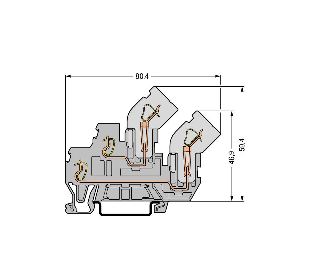 WAGO Reihenklemme 1Etage 2kl gr 16A TS35 Serie 870 870-101
