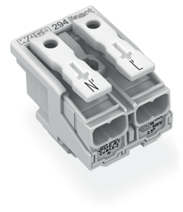WAGO Klemmleiste 0,5-2,5qmm 24A 2p 20mm Serie 294 294-8022 Thermopl ws Federzug