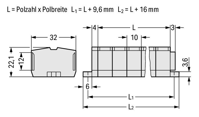WAGO Klemmleiste 0,5-2,5qmm 23A 11p lgr Serie 264 264-241 Thermopl 126mm