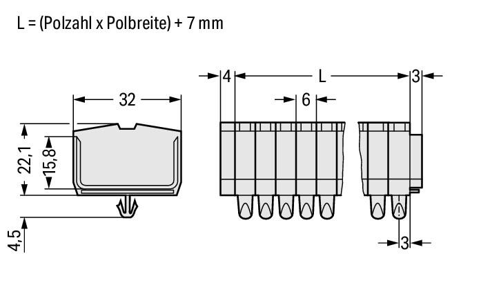 WAGO Klemmleiste 0,08-2,5qmm 23A 4p 31mm Serie 264 264-184 Thermopl lgr Federzug