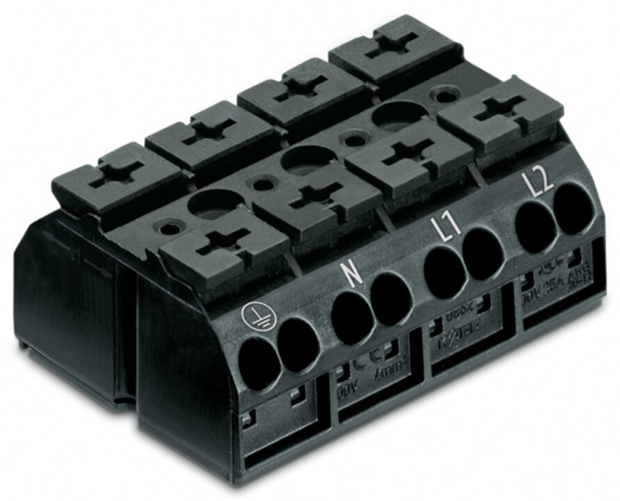 WAGO Klemmleiste 0,5-4qmm 32A 4p 48mm sw Serie 862 862-9504 Thermopl Federzug