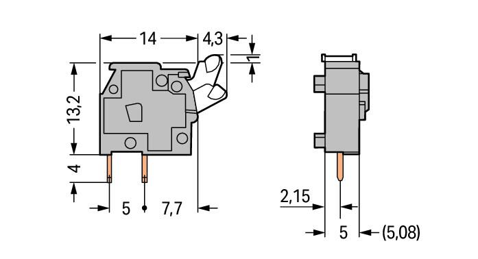 WAGO Printklemme 1f 1re lgr RM=5,08 Serie 255 255-743/999-950 Federzug/Löt