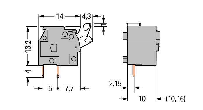 WAGO Printklemme 1f 1re lgr RM=10,16 Serie 255 255-763/999-950 Federzug/Löt