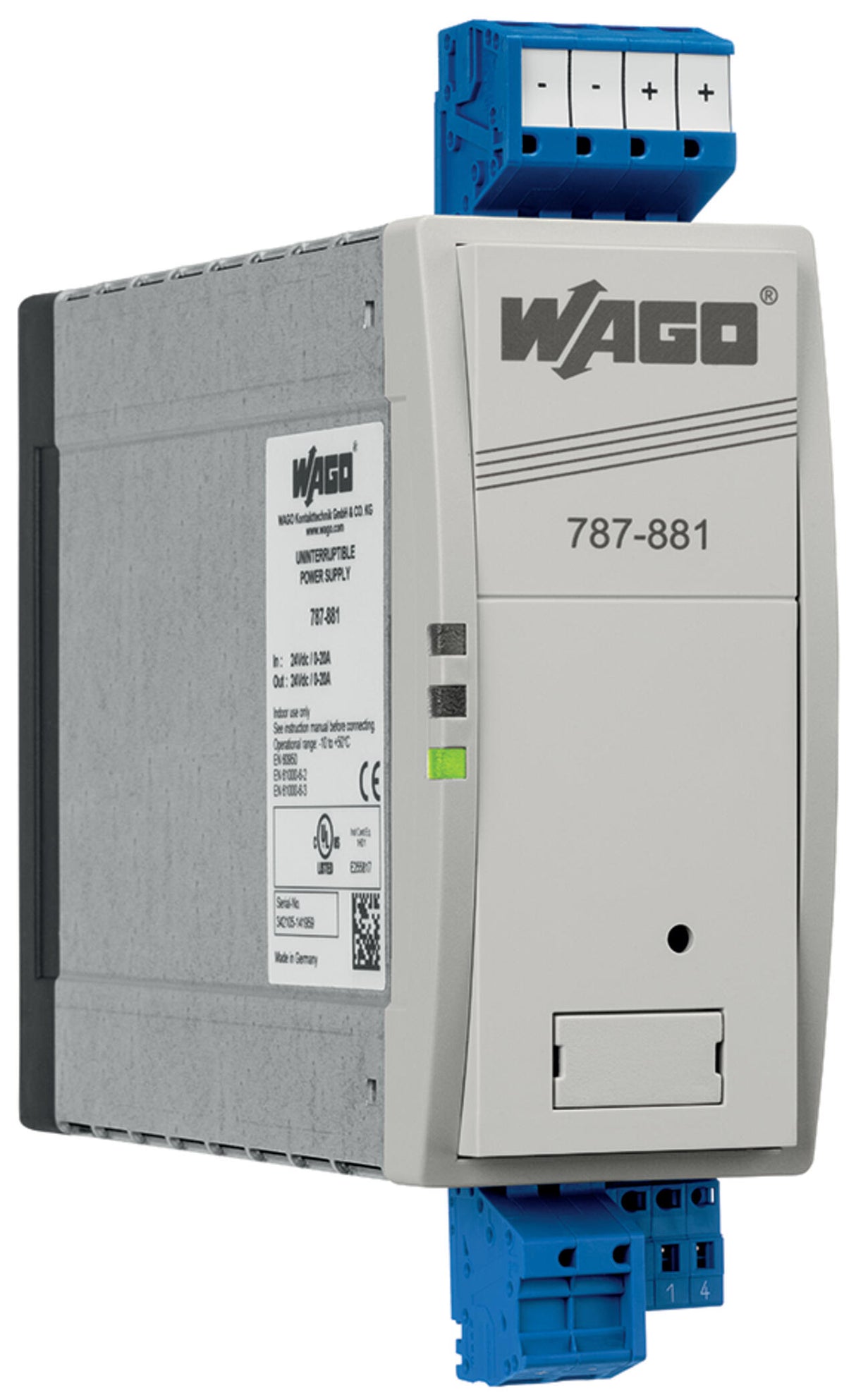 WAGO Gleichstromversorgung 24V 480W 20A Puffer 787-881 f.Tragschien IP20