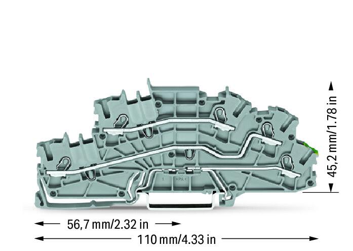WAGO Installationsklemme 20A 0,25-4qmm Serie 2003 2003-6645 3pot gr Federzug