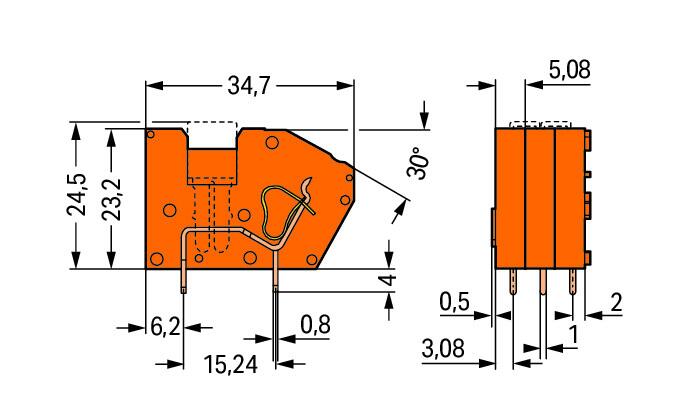WAGO Printklemme 1f 1re or RM=5,08 Serie 742 742-126 Federzug/Löt