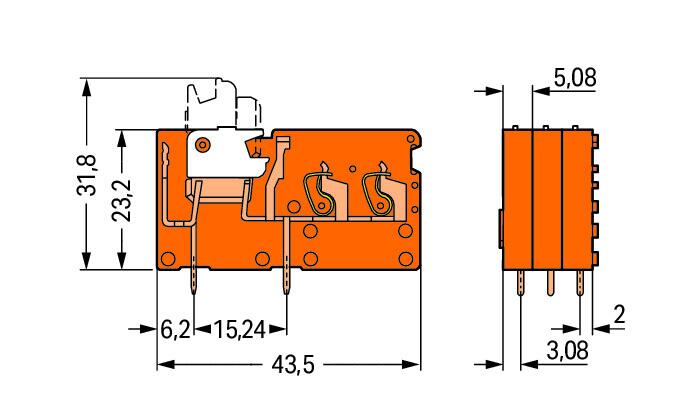 WAGO Printklemme 2f 1re or RM=5,08 Serie 742 742-156 Federzug/Löt