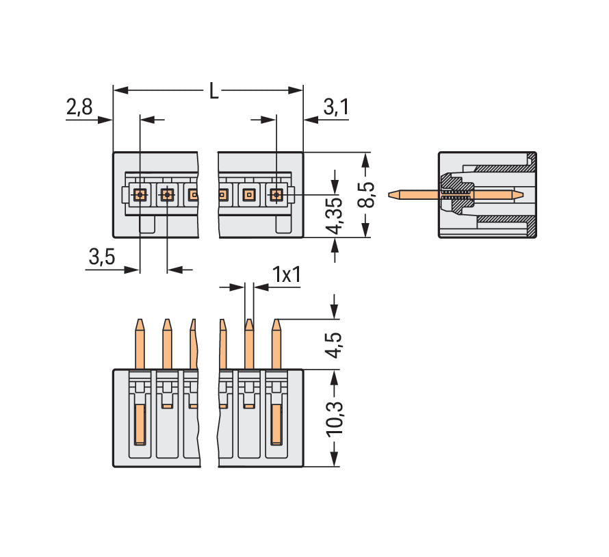 WAGO Platinenstecker Stift 8p sw 1re THR Serie 734 734-138/105-604 3,5mm zinn