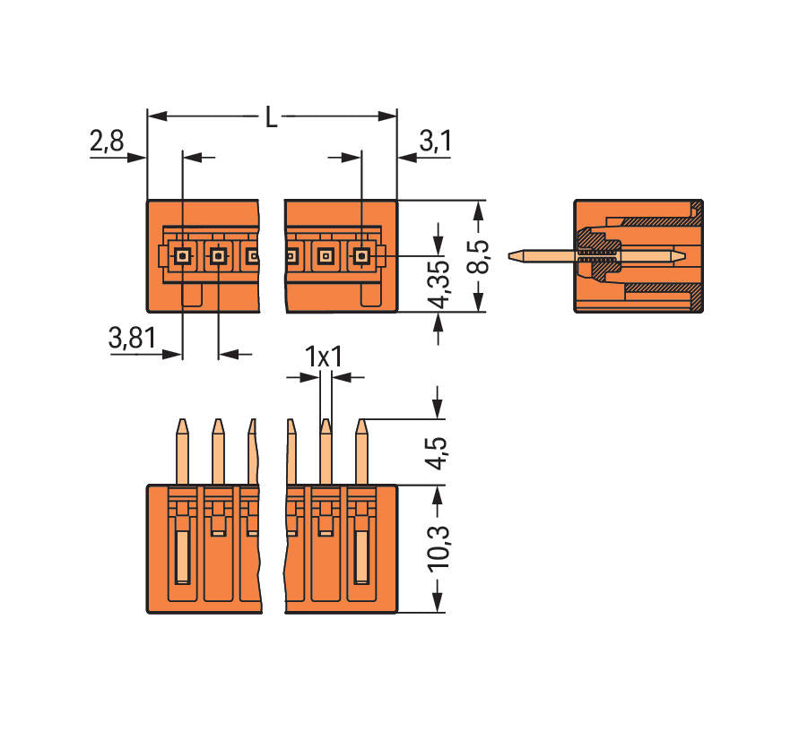 WAGO Platinenstecker Stift 10p or 1re Serie 734 734-240 3,81mm zinn Löt