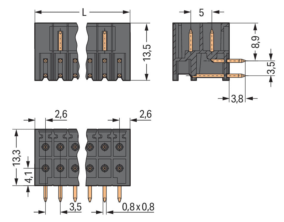 WAGO Platinenstecker Stift 18p sw 2re Serie 713 713-1429/105-000/997-407 3,5mm