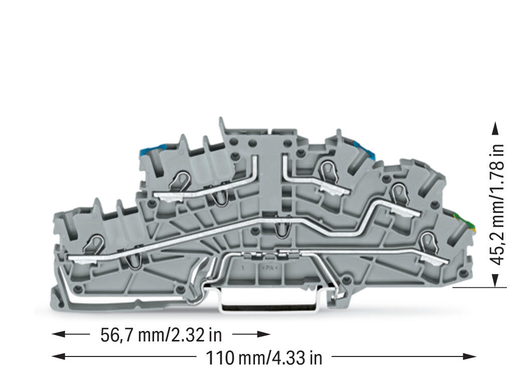 WAGO Installationsklemme 20A 0,25-4qmm 2003-6640/2003-6693 3pot gr Federzug