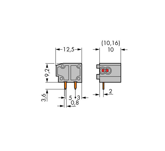 WAGO Printklemme 1f 1re gr RM=10,16 Serie 235 235-851/333-000 Steckklemm/Löt