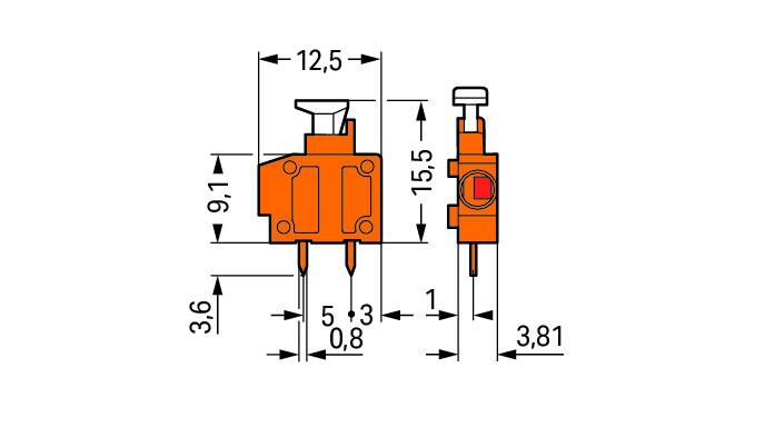 WAGO Printklemme 1f 1re dgr RM=3,81 Serie 235 235-772 Steckklemm/Löt