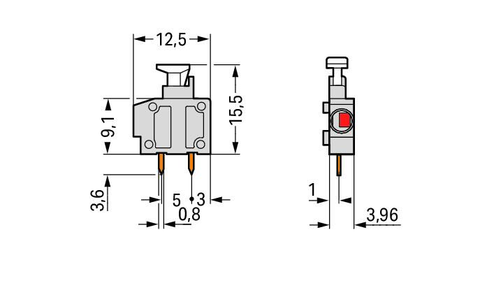 WAGO Printklemme 1f 1re lgr RM=3,96 Serie 235 235-201 Steckklemm/Löt