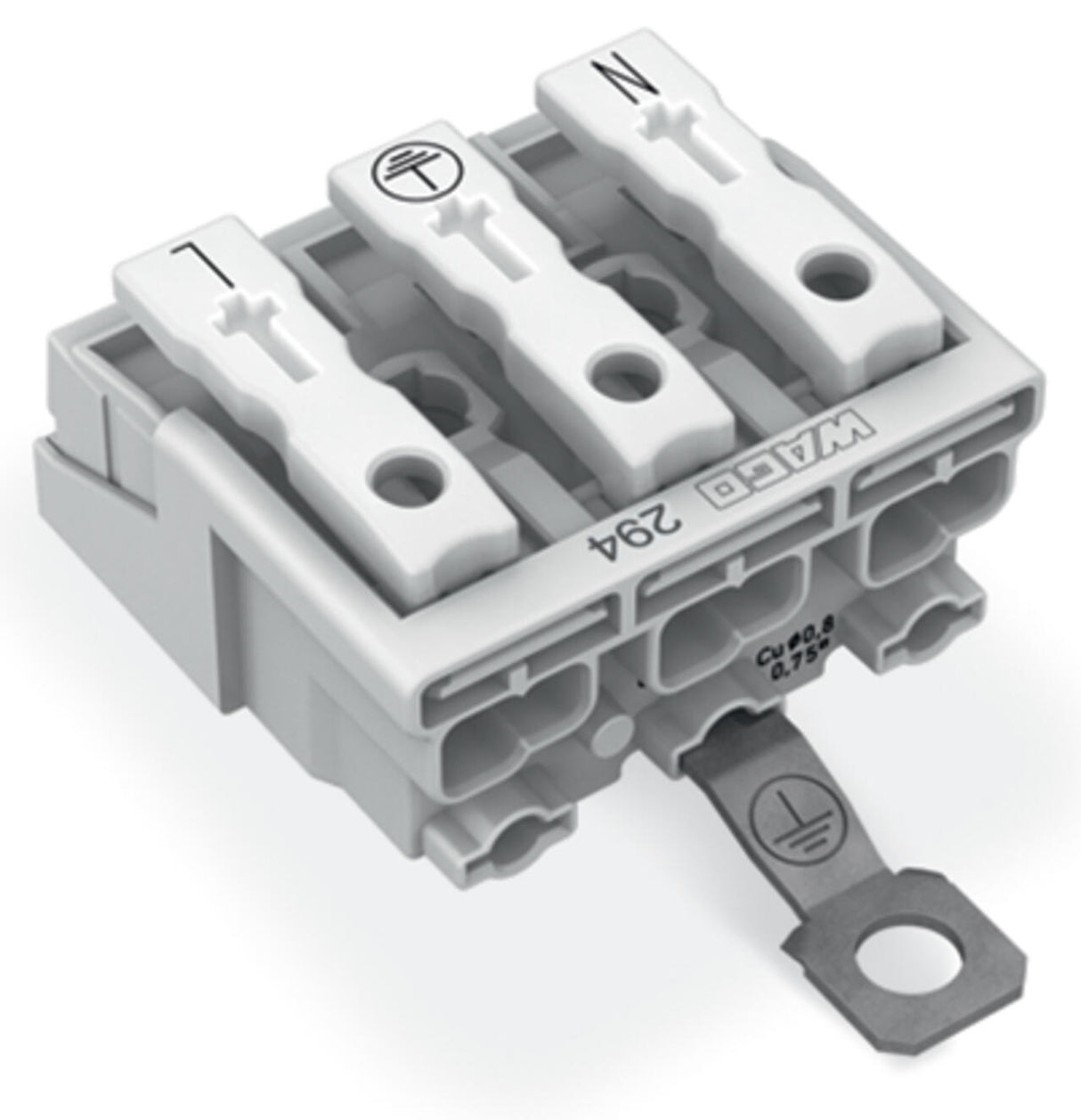 WAGO Klemmleiste 0,5-2,5qmm 24A 3p 30mm Serie 294 294-5413 Thermopl ws Federzug