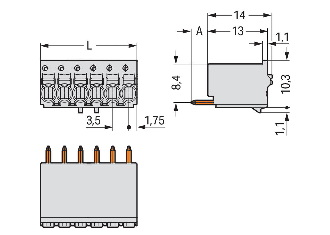 WAGO Platinenstecker Stift 12p lgr 1re Serie 2091 2091-1182 3,5mm zinn Löt
