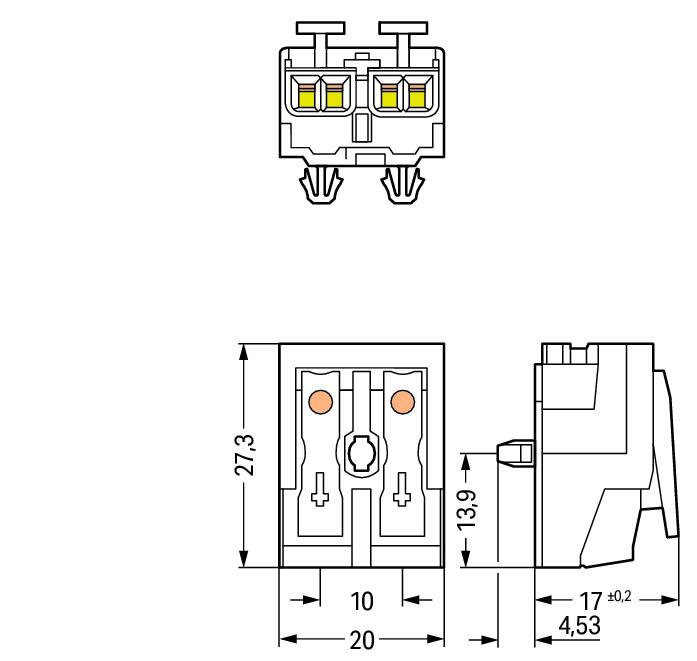 WAGO Klemmleiste 0,5-2,5qmm 24A 2p 20mm Serie 294 294-5072 Thermopl ws Federzug